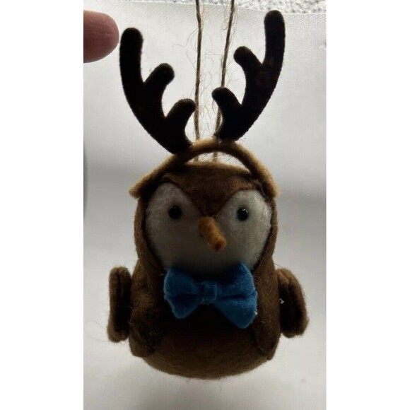 Target Bird Bucky Featherly Friends Reindeer Antlers Blue Bow Christmas Ornament - Picture 4 of 7